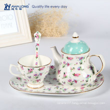 Hot Sale Romantic Flower Pattern Ceramic Makeup Tea Cup And Saucer Sets